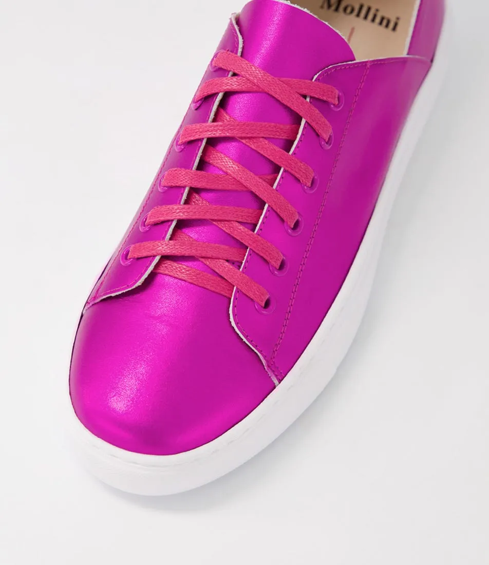 MOLLINI Oskher Fuchsia Metallic Leather Sneakers