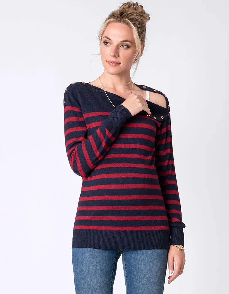 Nautical Striped Maternity & Nursing Sweater