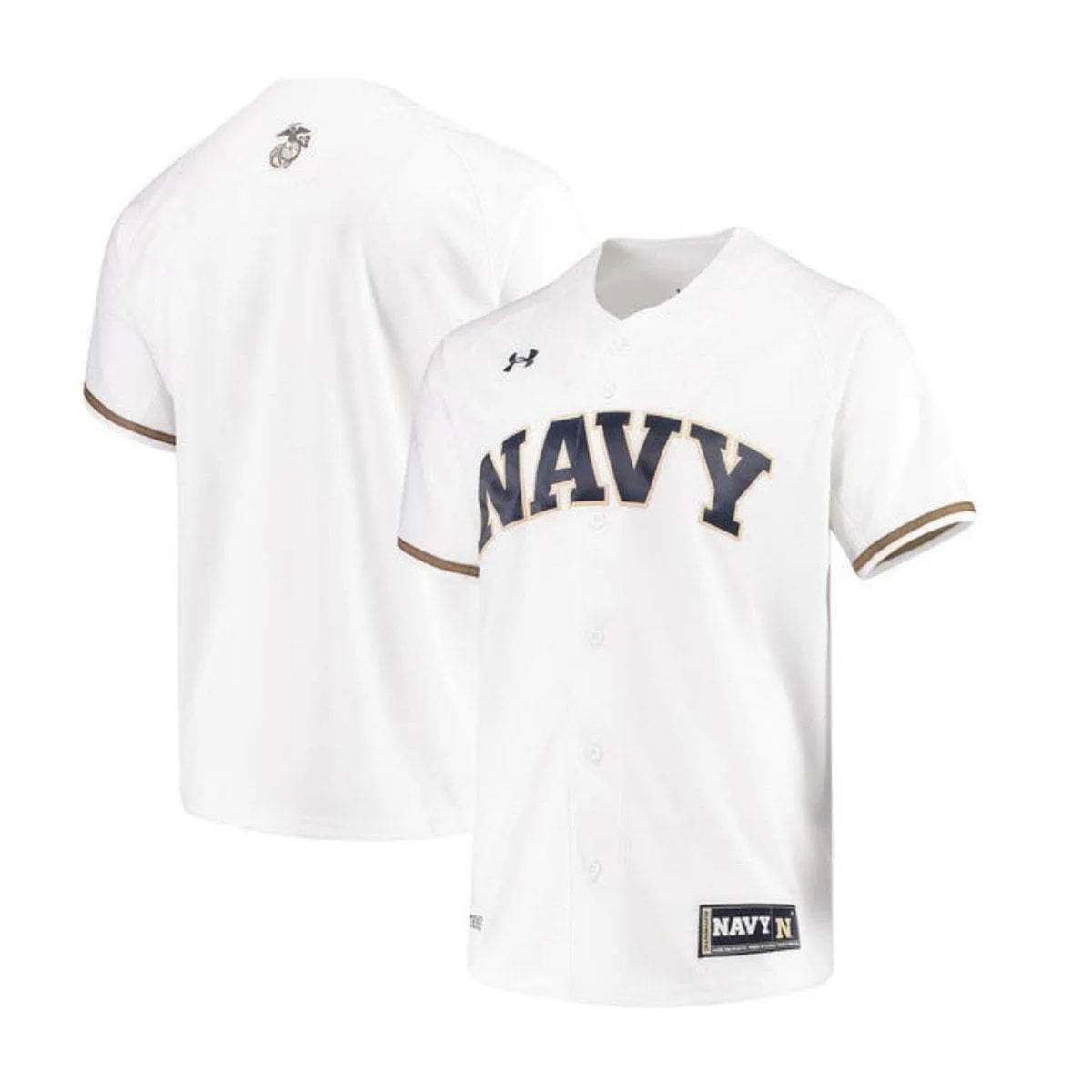 Navel Academy Navy Midshipmen Under Armour White Replica Baseball Jersey