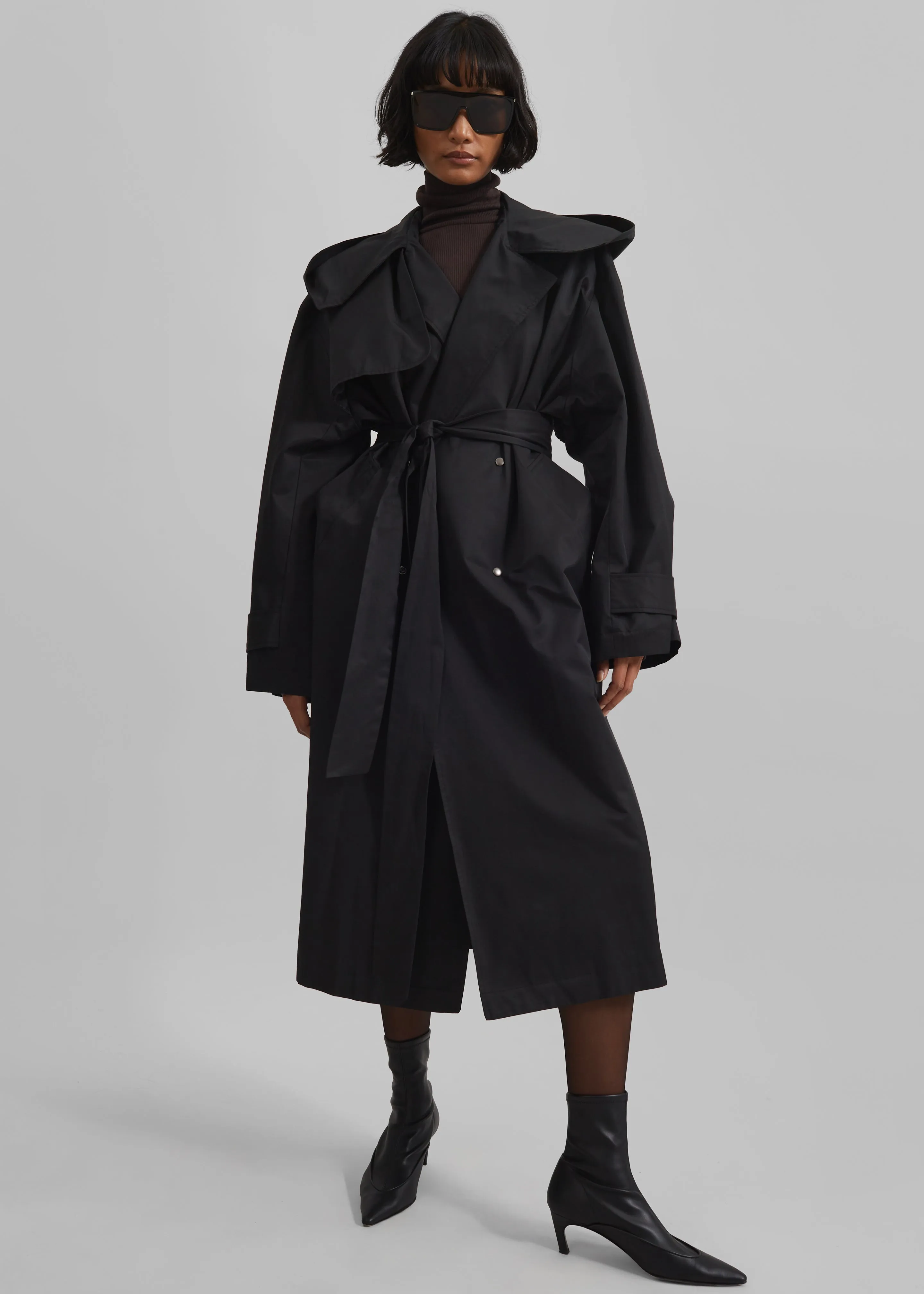 Neiva Hooded Trench Coat - Black