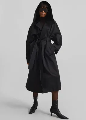 Neiva Hooded Trench Coat - Black