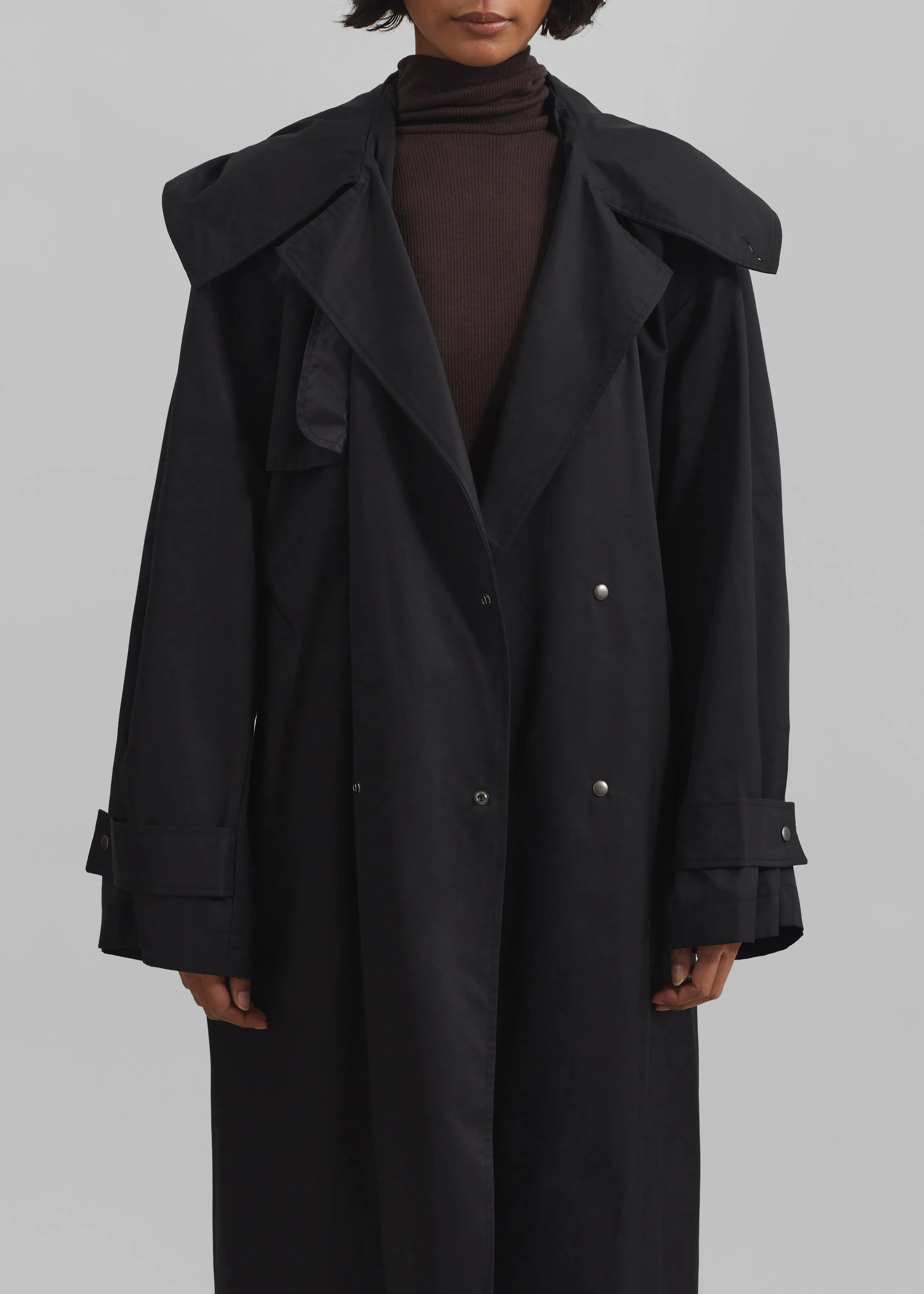 Neiva Hooded Trench Coat - Black