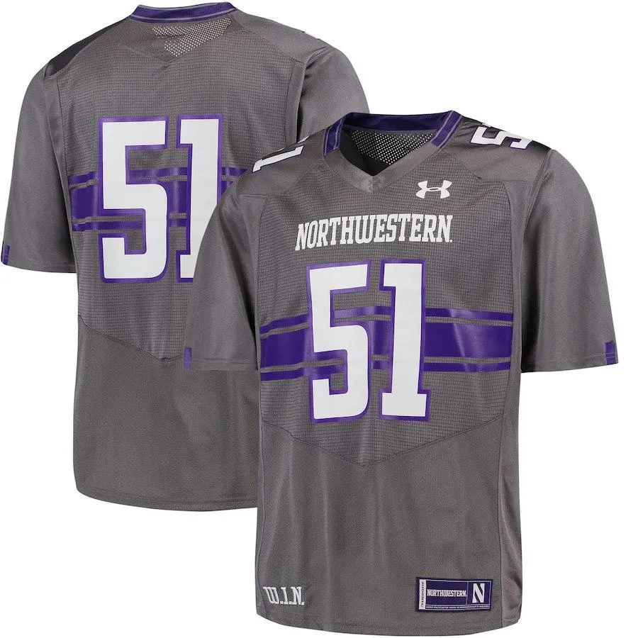 Northwestern Wildcats Under Armour Gray #51 Sideline Replica Football Jersey