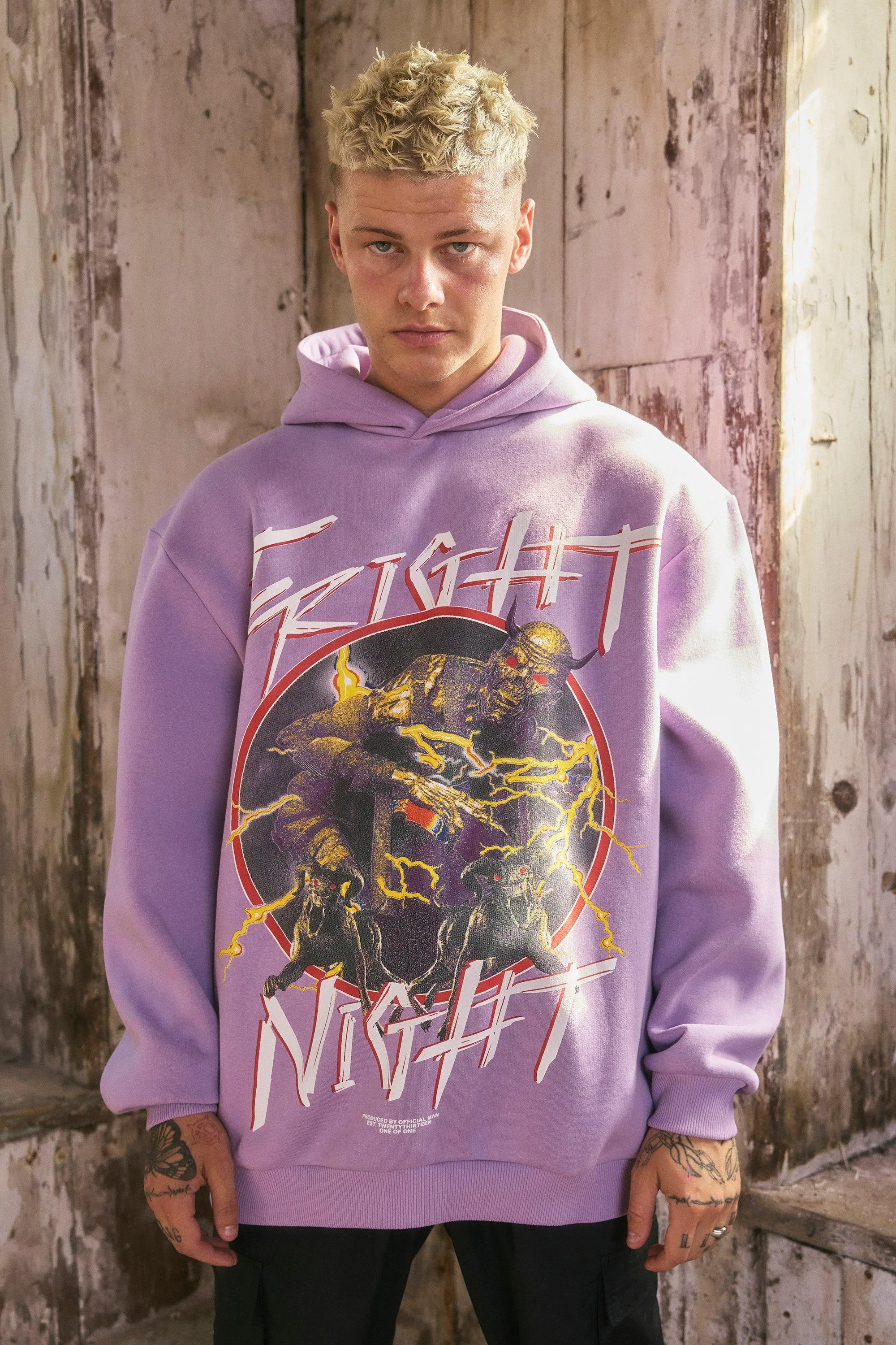 Oversized Fright Club Graphic Hoodie | boohooMAN UK