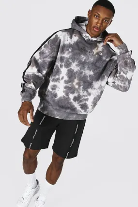 Oversized Man Tape Tie Dye Hoodie & Short Set