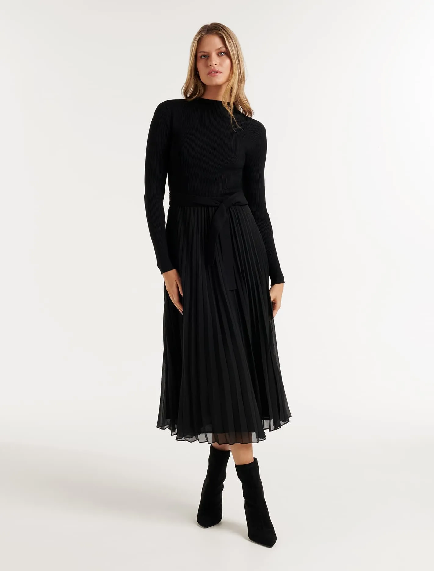 Penelope Mixed-Knit Dress