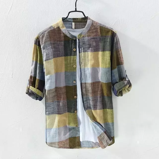 Plaid Linen Shirts For Men