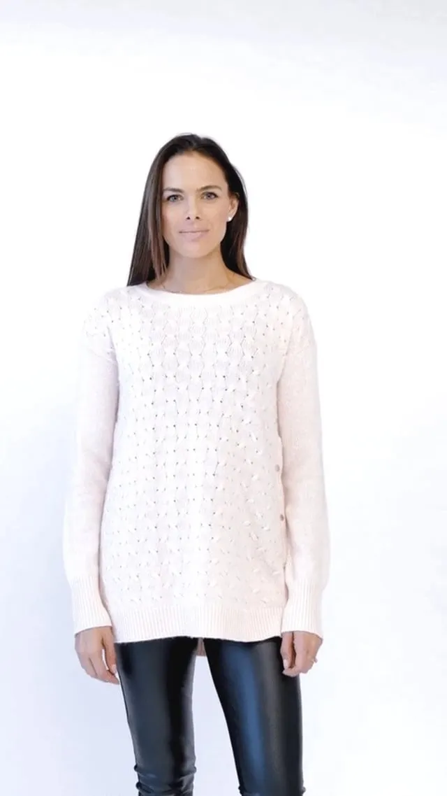 Powder Blue Cable Knit Maternity & Nursing Sweater