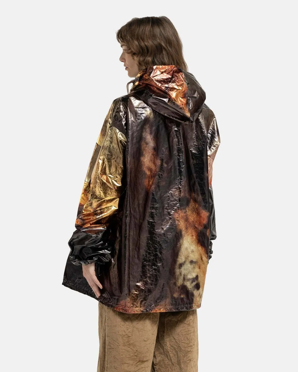 Printed Short Rain Coat - Black/Gold