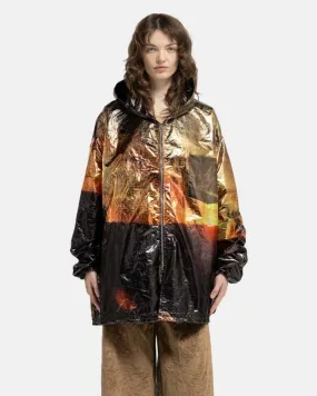 Printed Short Rain Coat - Black/Gold