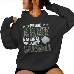 Proud Army National Guard Grandma Military Family Veteran Women Hoodie