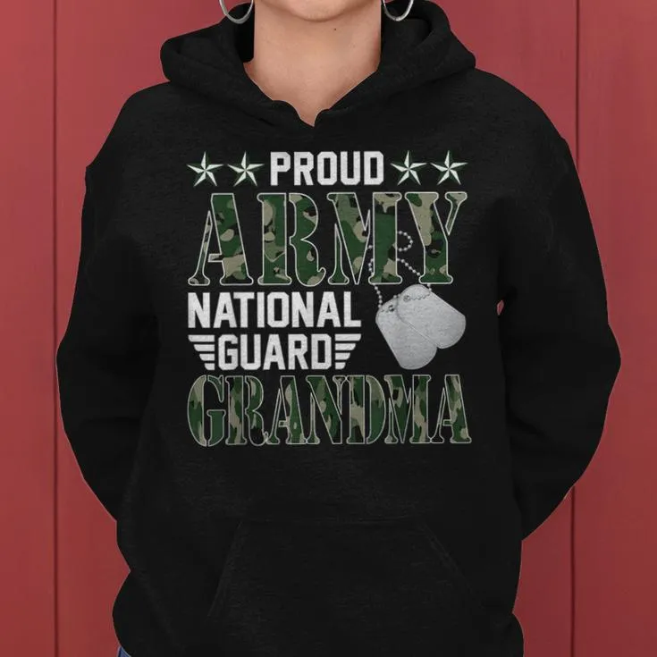 Proud Army National Guard Grandma Military Family Veteran Women Hoodie