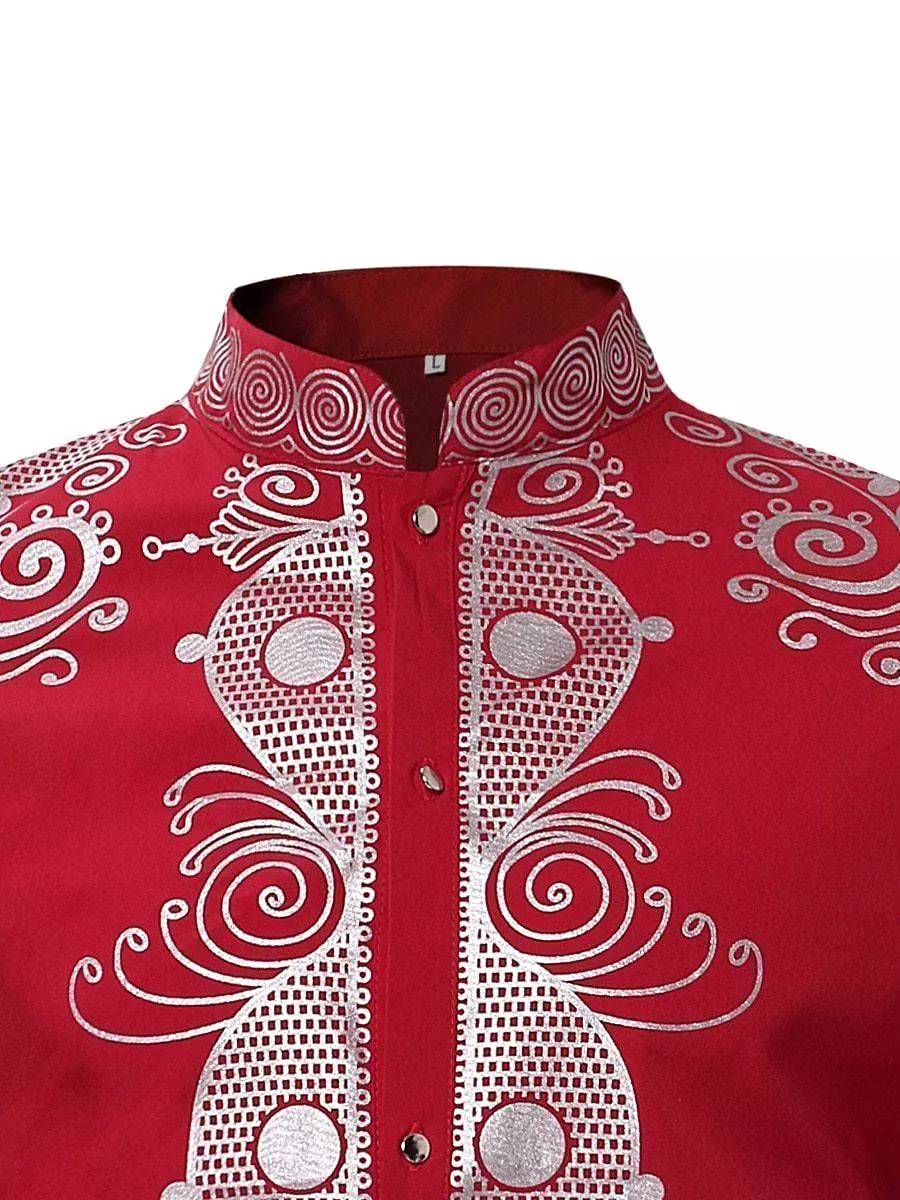 Red African Men Shirt