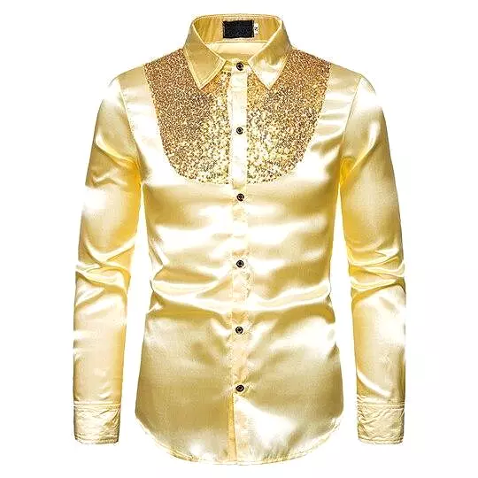 Reznor Sequins Silk Shirts For Men