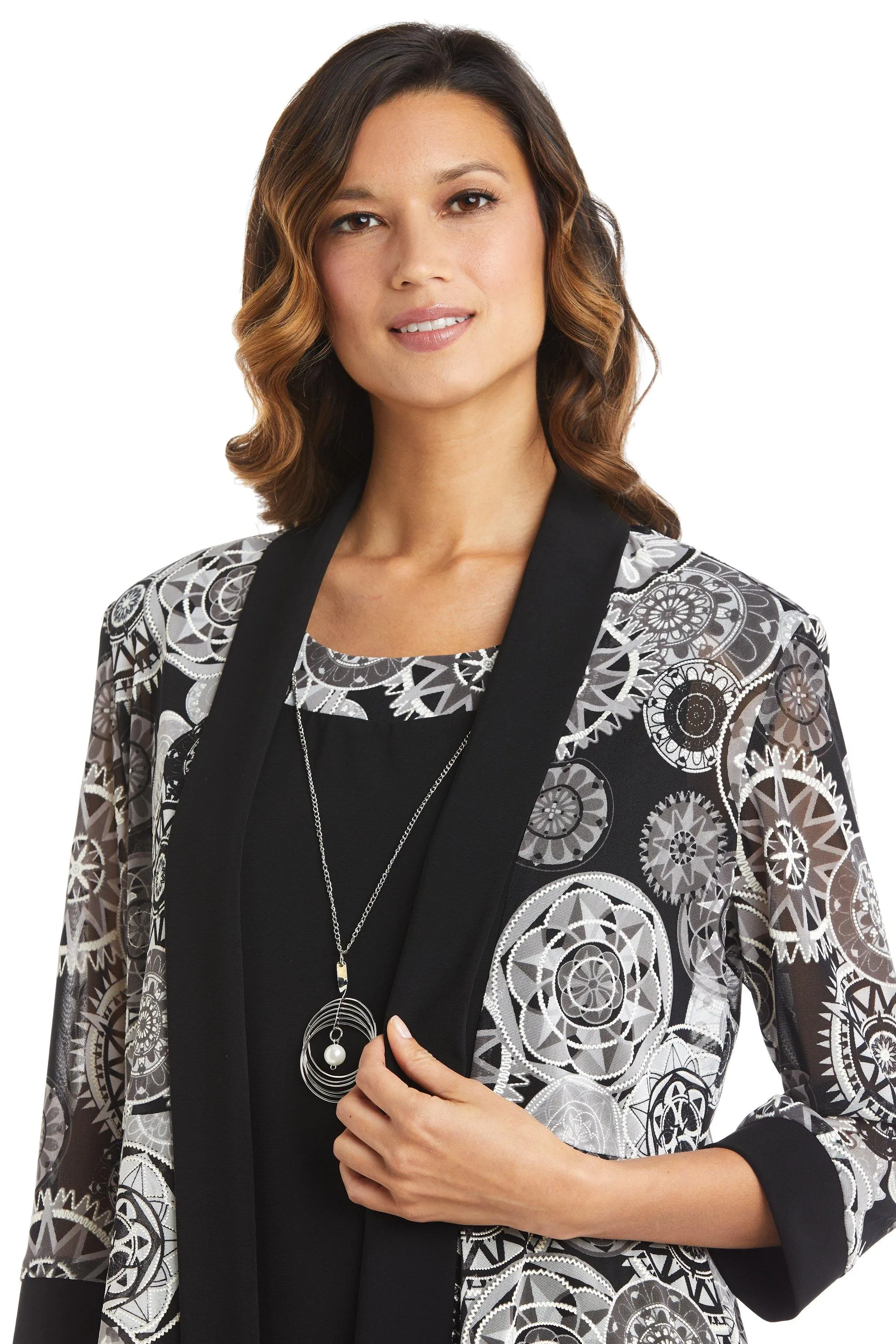 R&M Richards 7823P Short Print Jacket Petite