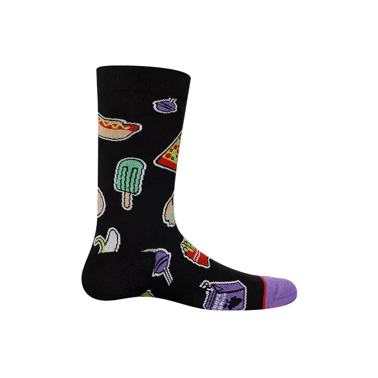 SAXX Men's Whole Package Crew Sock - Sticker Snacks- Black