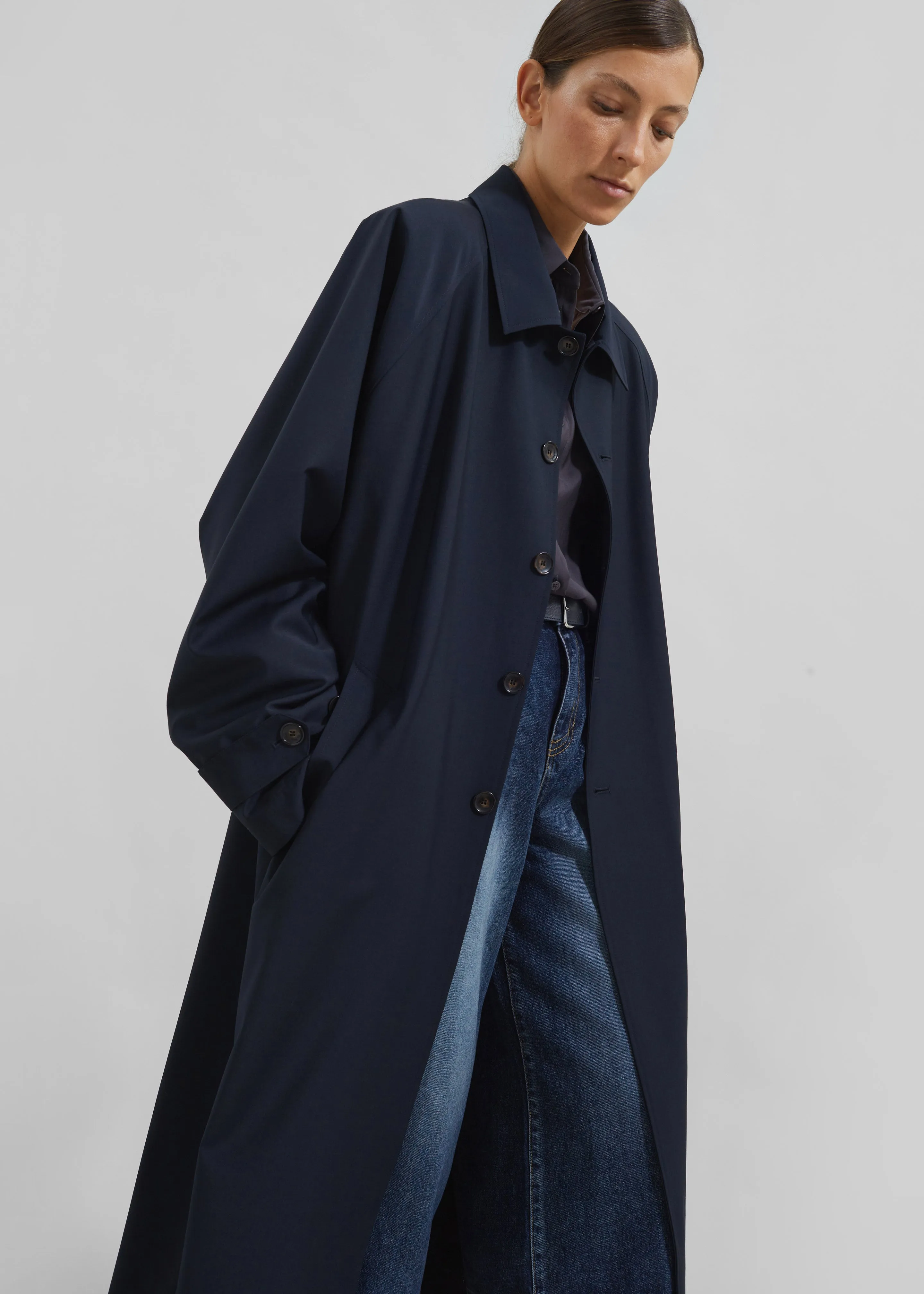 Shay Trench Coat - Dark Navy