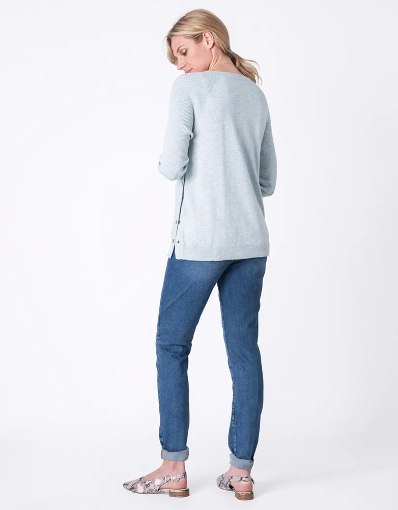 Sky Blue Textured Maternity & Nursing Sweater