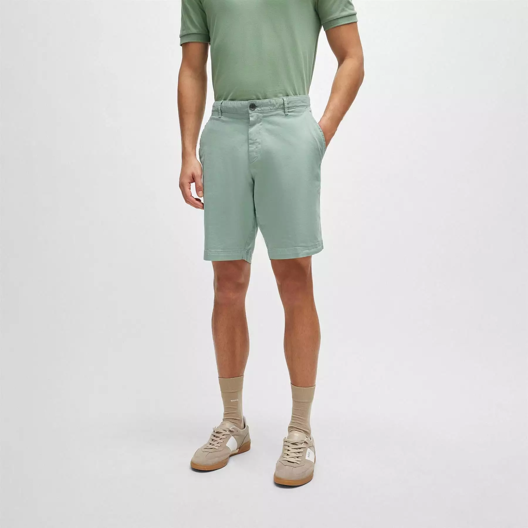 Slice-Short Slim Fit Cotton Shorts Open Green - SU24