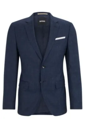 Slim-fit jacket in virgin wool and linen