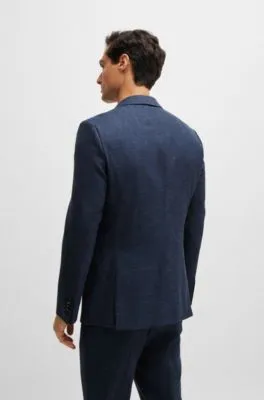 Slim-fit jacket in virgin wool and linen