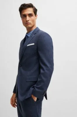 Slim-fit jacket in virgin wool and linen