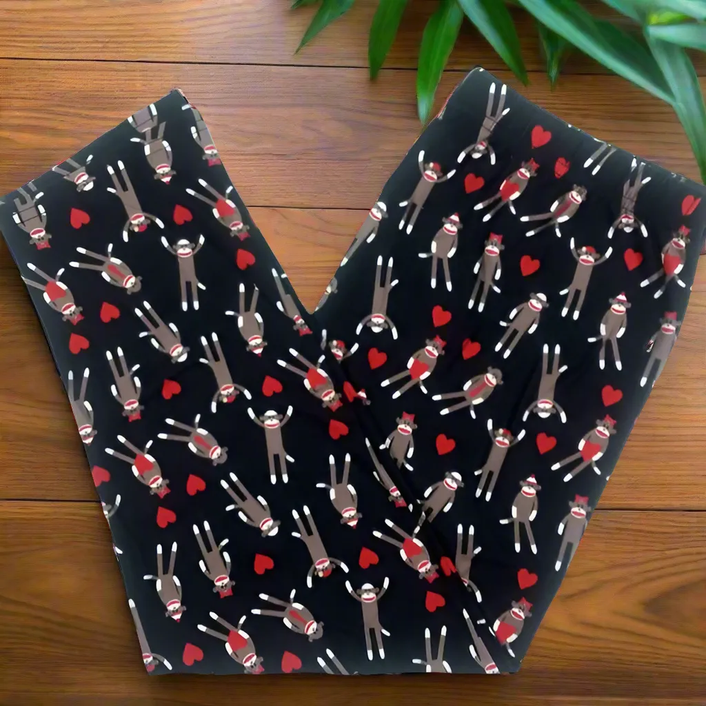 Sock Monkey Capri Print Soft Leggings