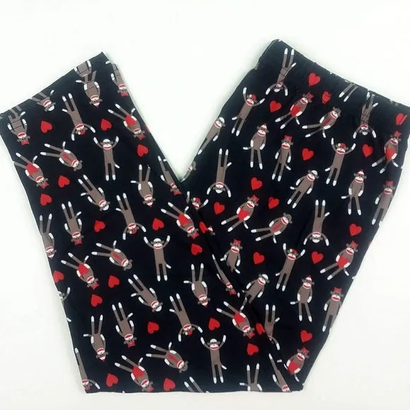 Sock Monkey Capri Print Soft Leggings