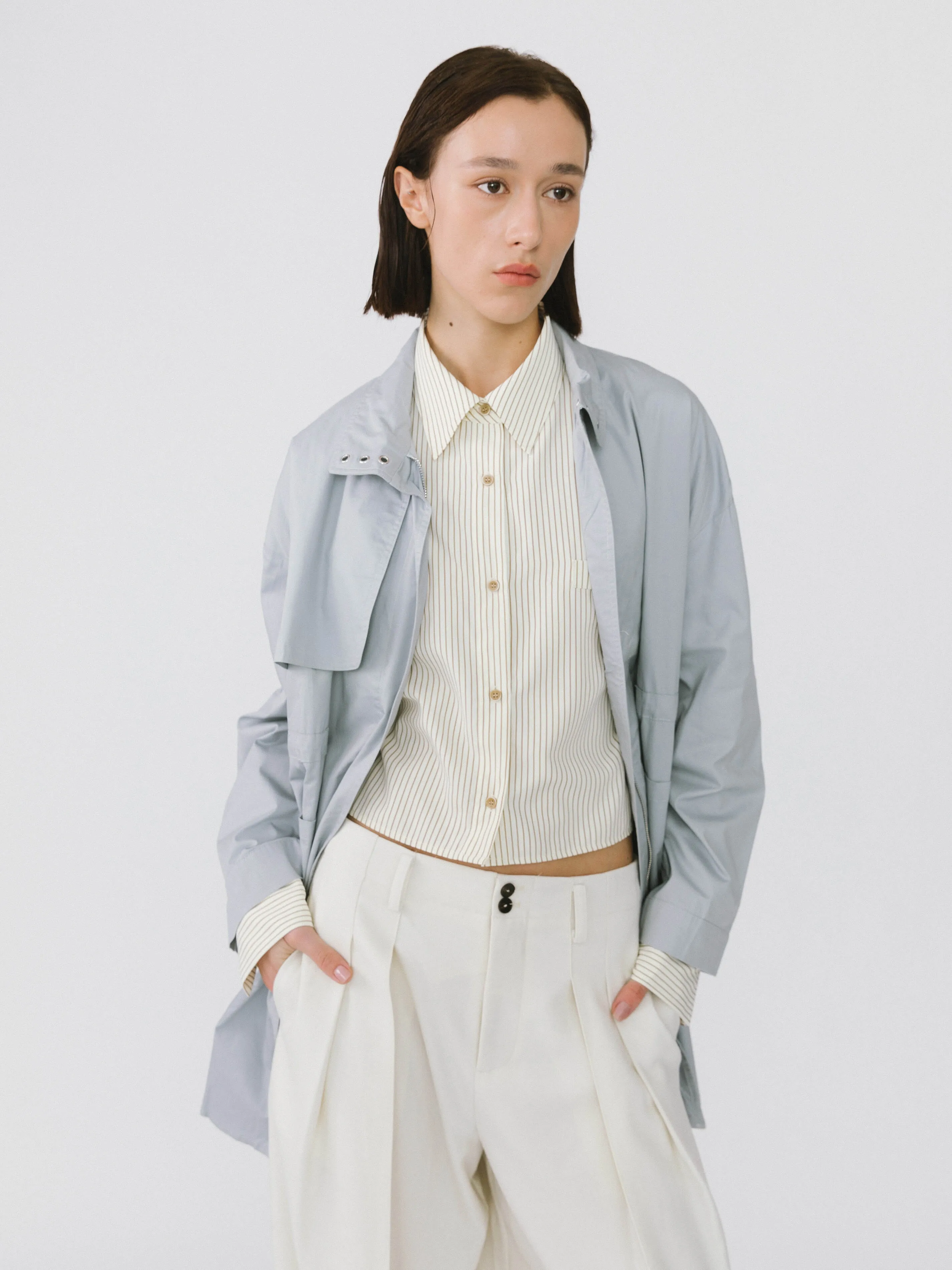 Stand-Up Collar Mid-Length Trench Coat