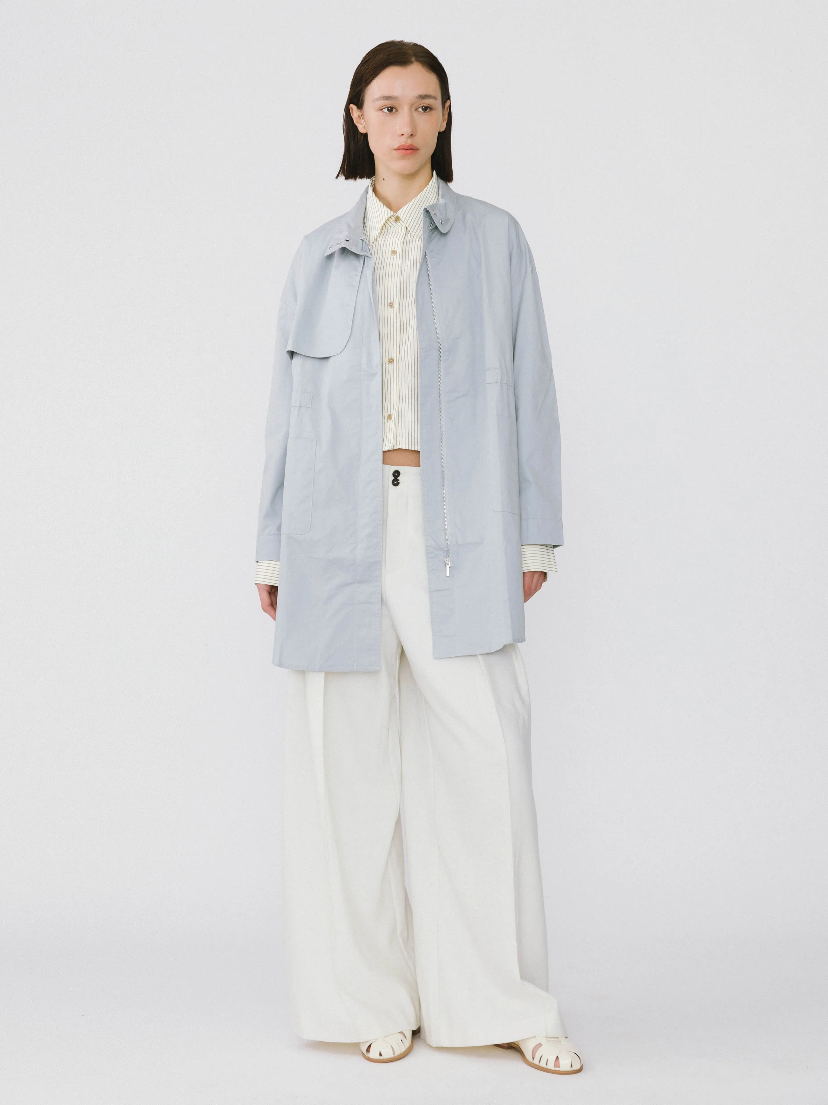 Stand-Up Collar Mid-Length Trench Coat