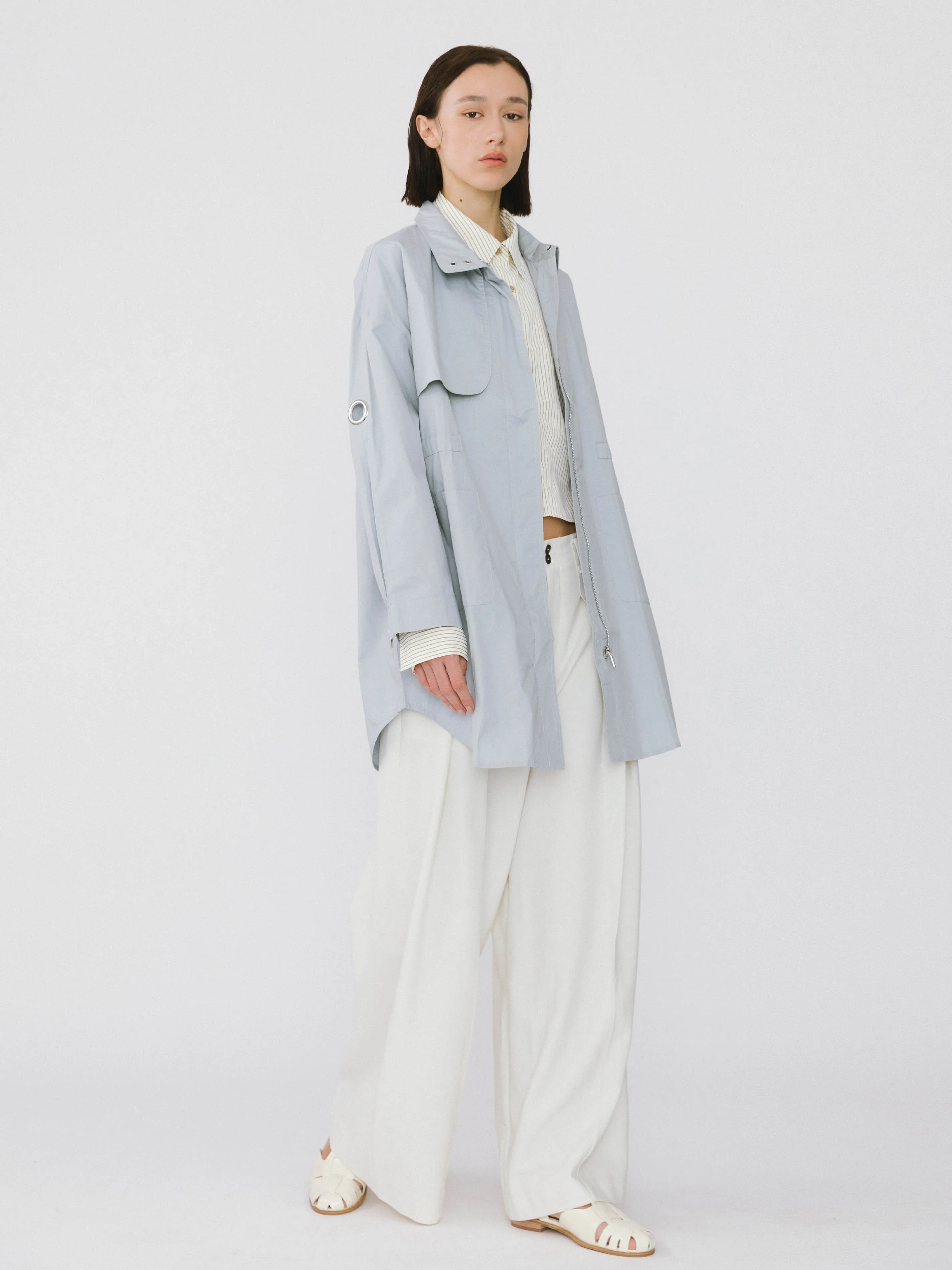 Stand-Up Collar Mid-Length Trench Coat