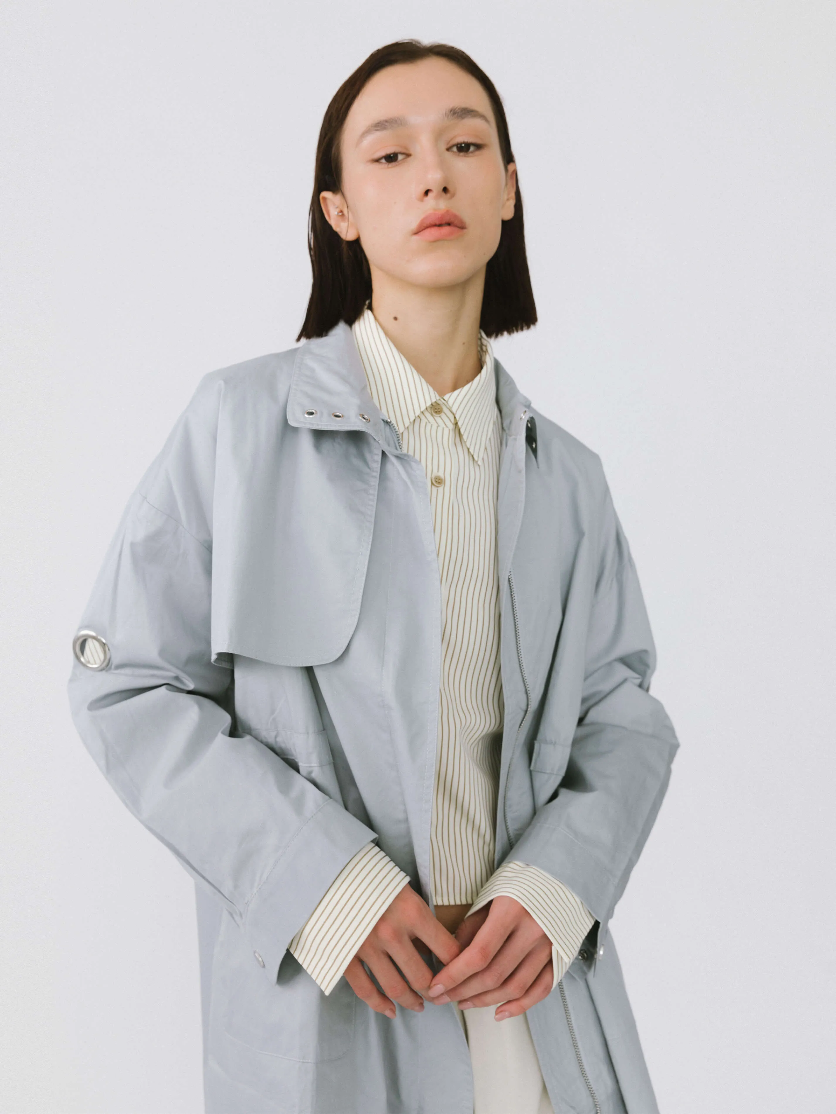 Stand-Up Collar Mid-Length Trench Coat