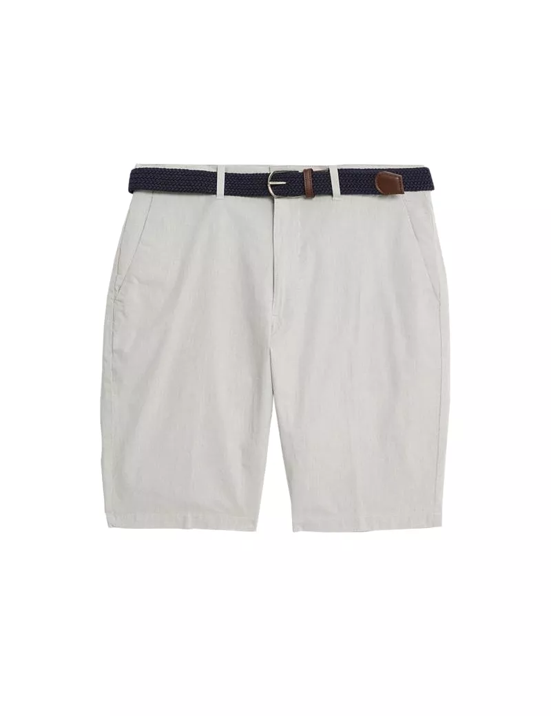 Striped Belted Stretch Chino Shorts