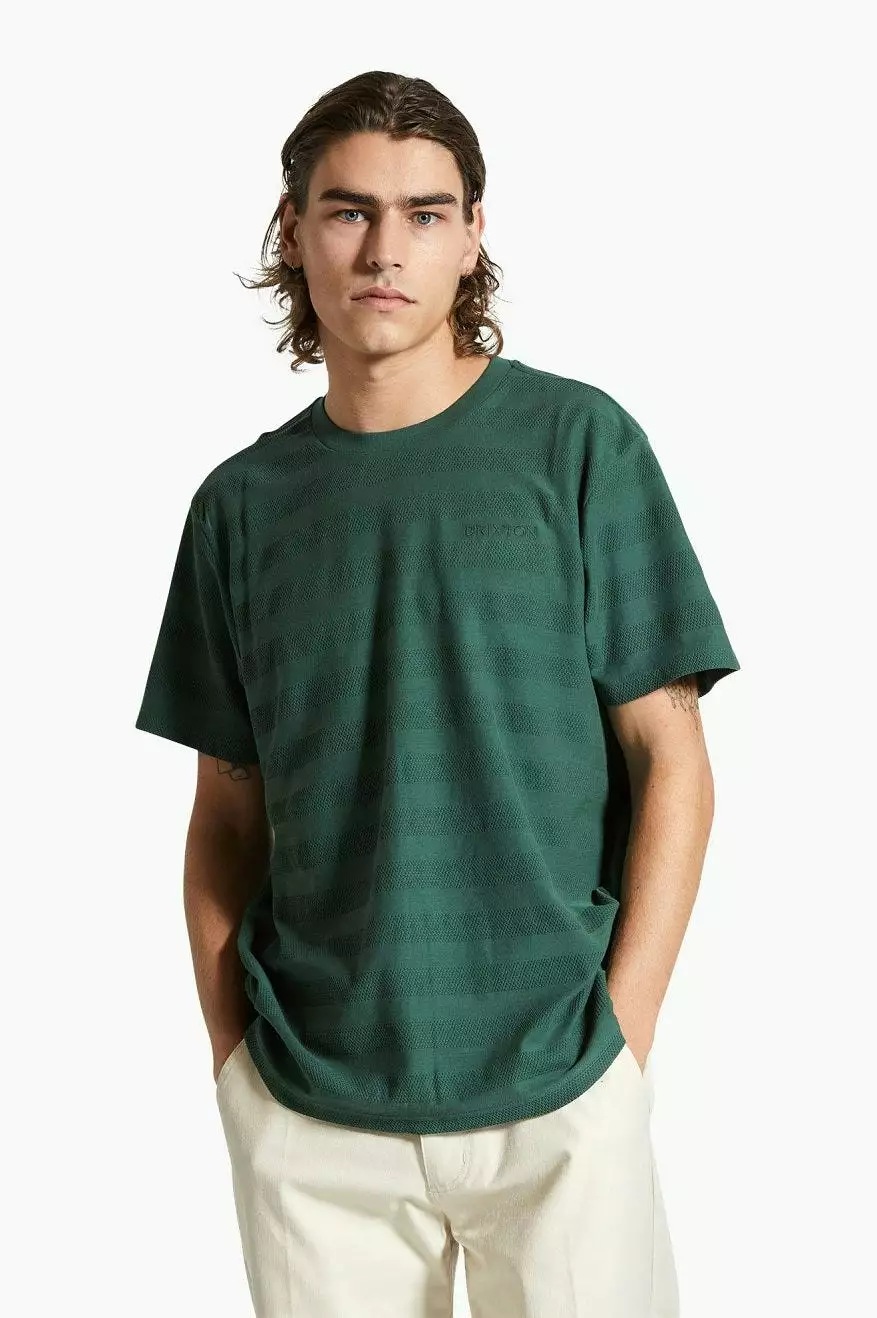 The City Jacquard Stripe S/S Tee - Trekking Green