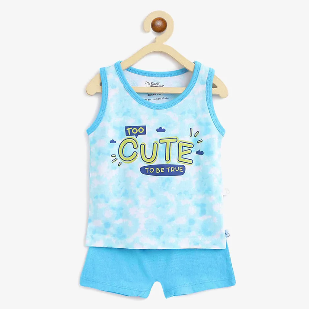 Top & Shorts Set - 2 pack - Mango Summers - Tie-Dye Blues (1-2 years)