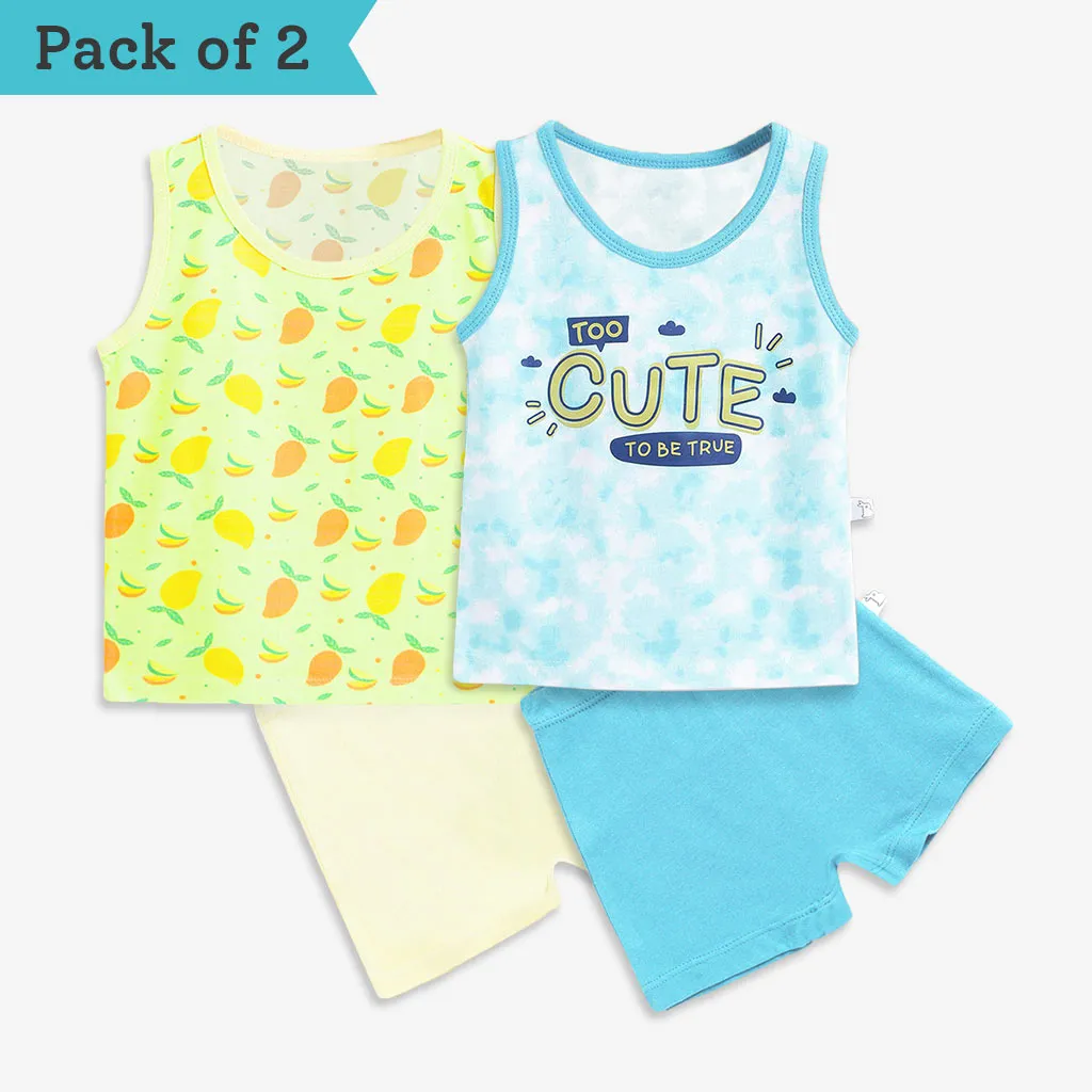 Top & Shorts Set - 2 pack - Mango Summers - Tie-Dye Blues (4-6 years)