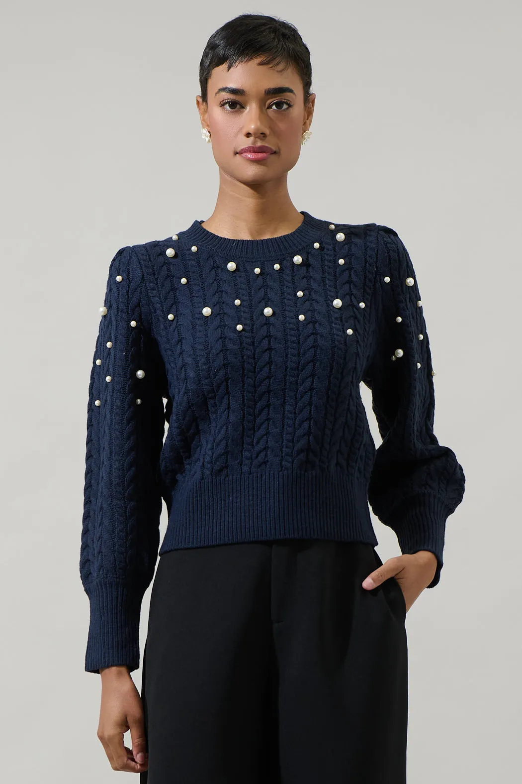 Toxey Pearl Round Neck Sweater