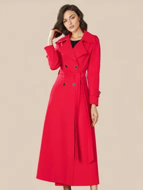 Trench Coat For Woman Good Quality Buttons Turndown Collar Long Sleeves Polyester Front Button