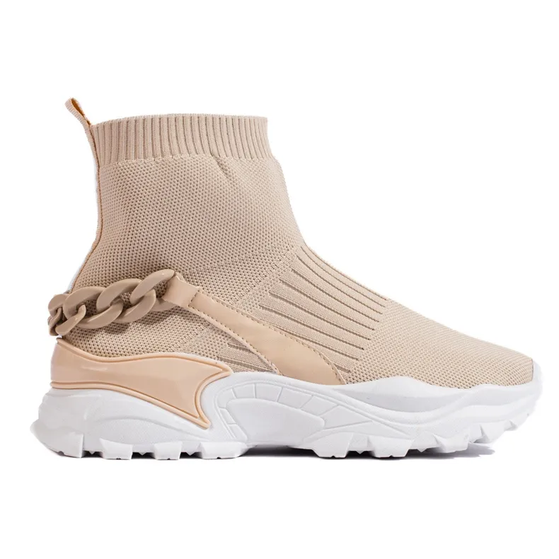 TRENDI Fashionable Sneakers With A Sock beige