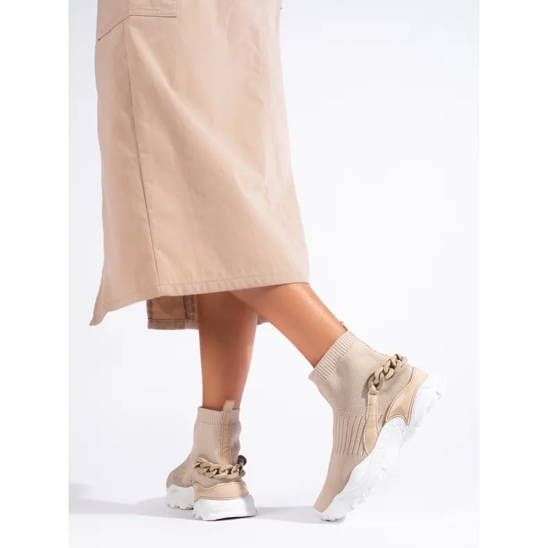 TRENDI Fashionable Sneakers With A Sock beige