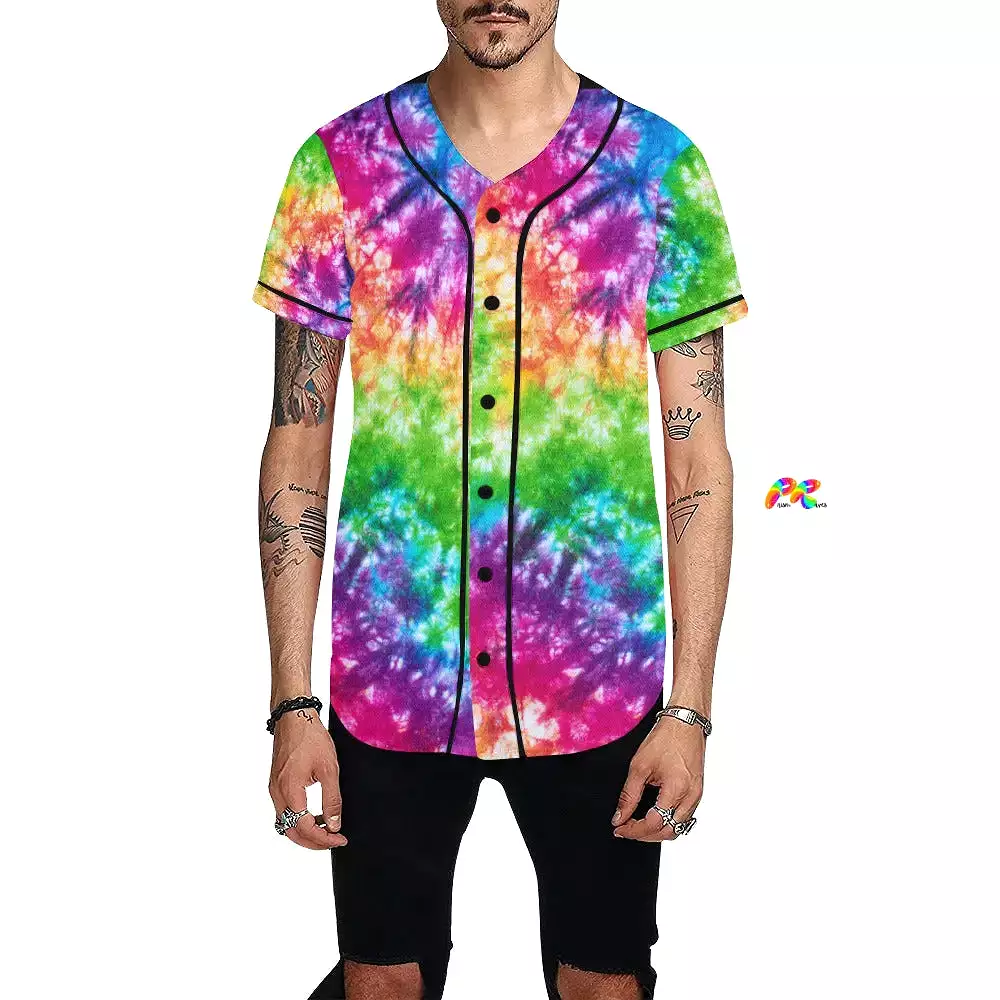 Vivid Tie-dye Men's Rave Baseball Jersey