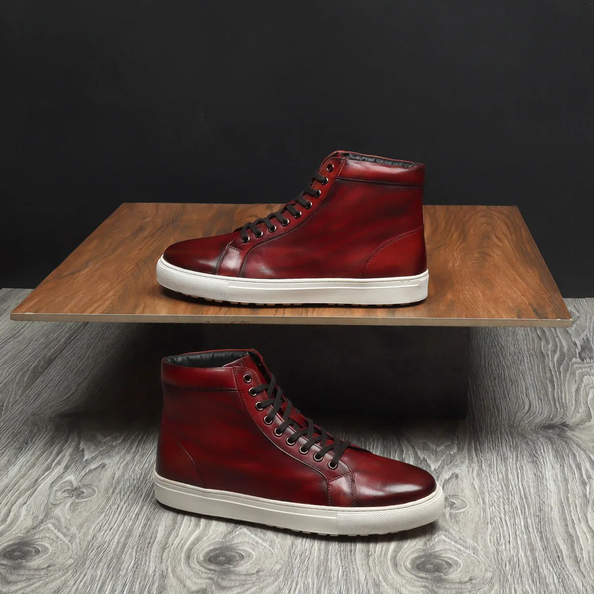 Wine Genuine Leather Sneakers By Brune & Bareskin