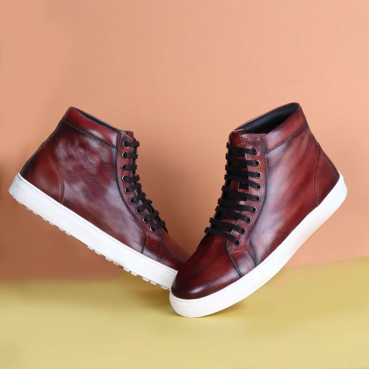 Wine Genuine Leather Sneakers By Brune & Bareskin