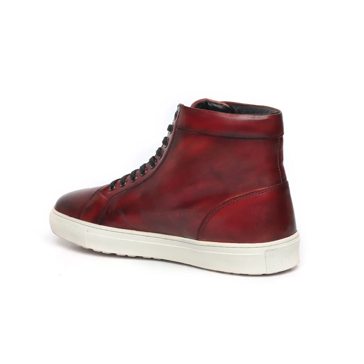 Wine Genuine Leather Sneakers By Brune & Bareskin