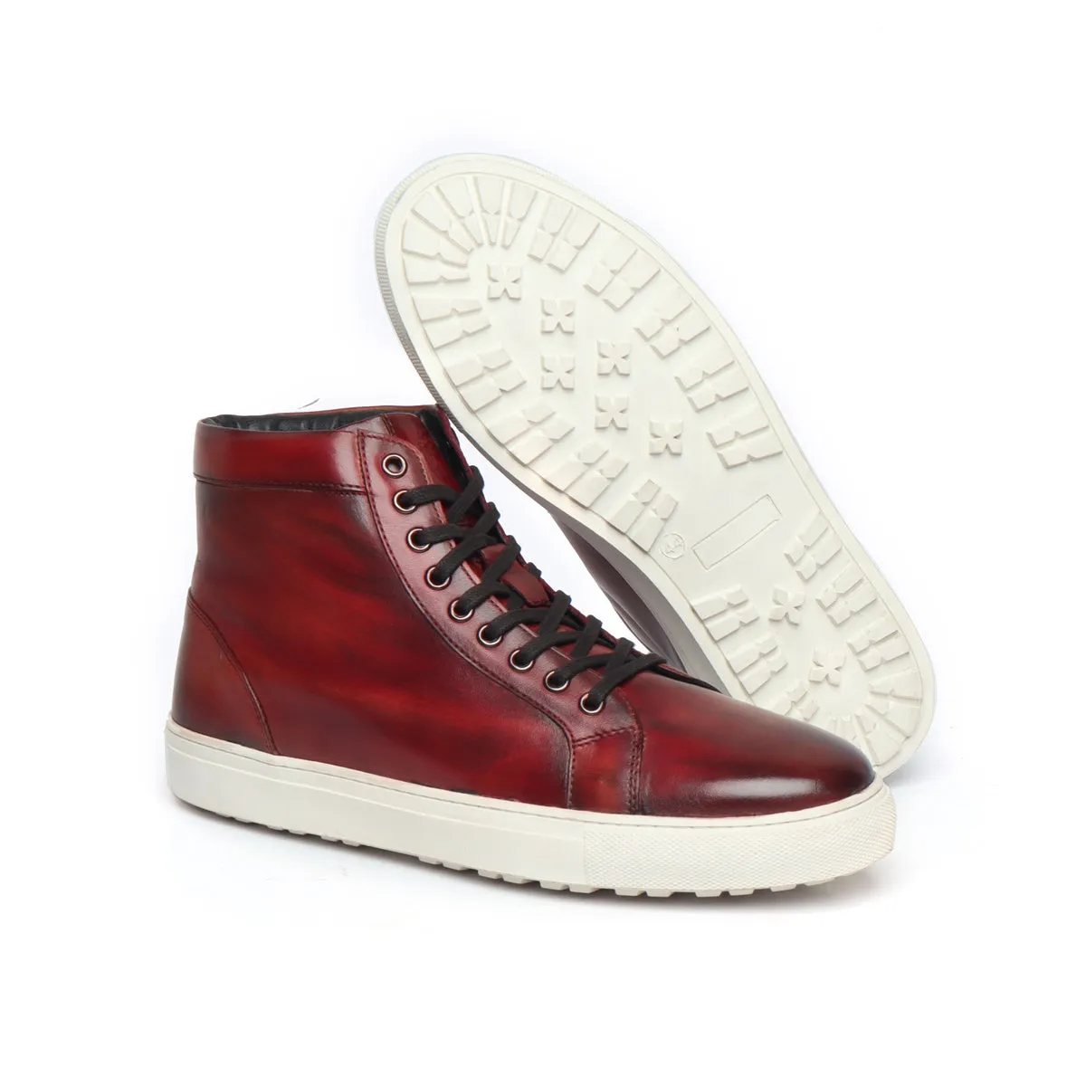 Wine Genuine Leather Sneakers By Brune & Bareskin