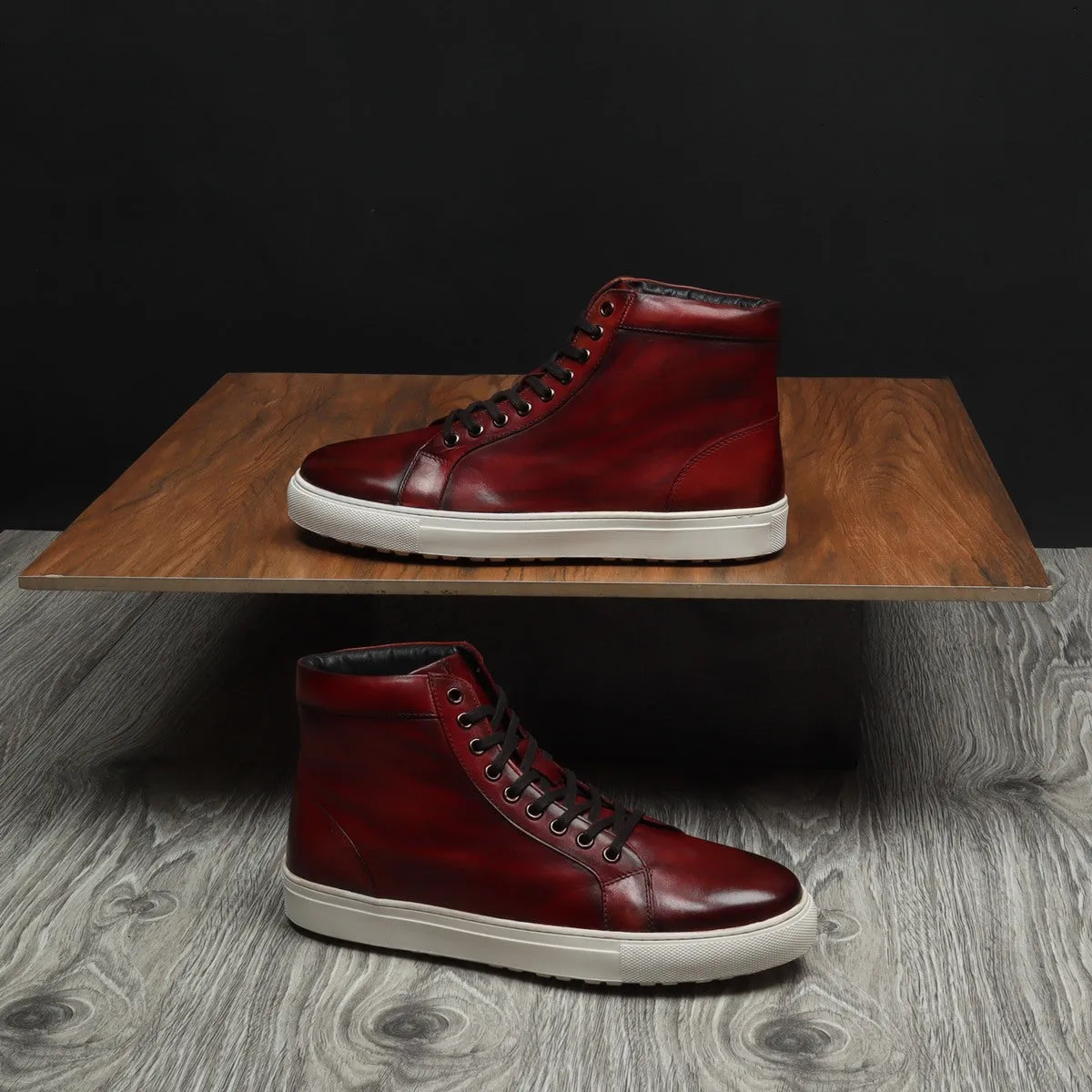 Wine Genuine Leather Sneakers By Brune & Bareskin