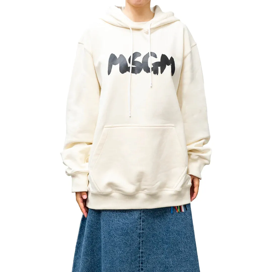 Women's MSGM Brush Print Hoodie Off White