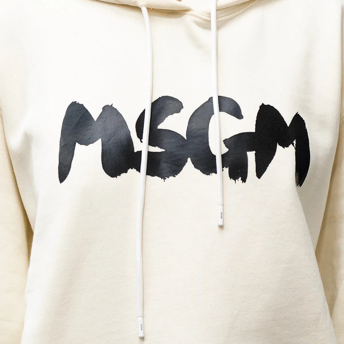 Women's MSGM Brush Print Hoodie Off White