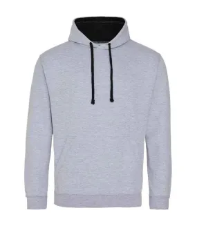 Womens/ladies varsity hoodie heather grey/jet black Awdis