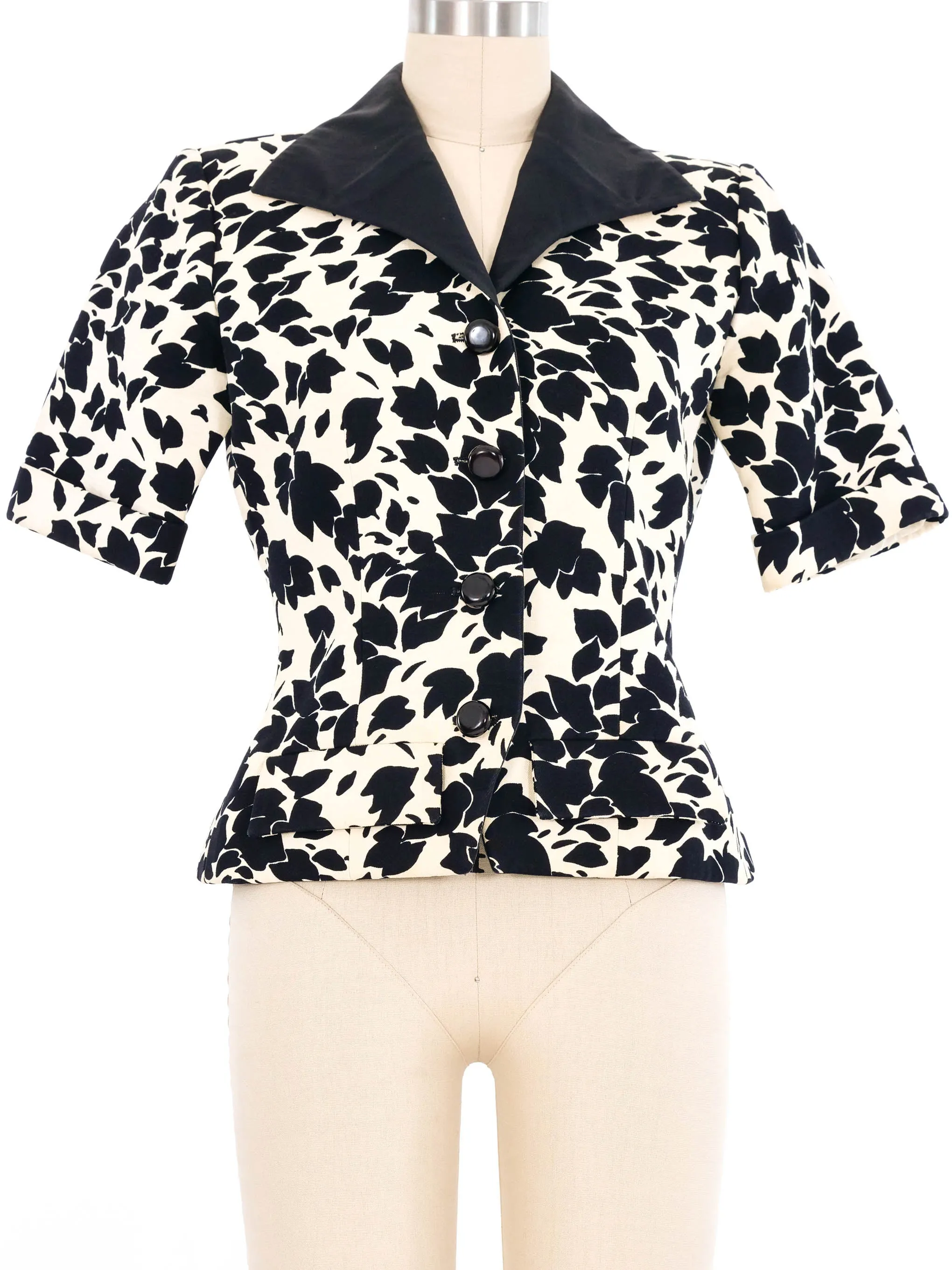 Yves Saint Laurent Cream Short Sleeve Floral Jacket